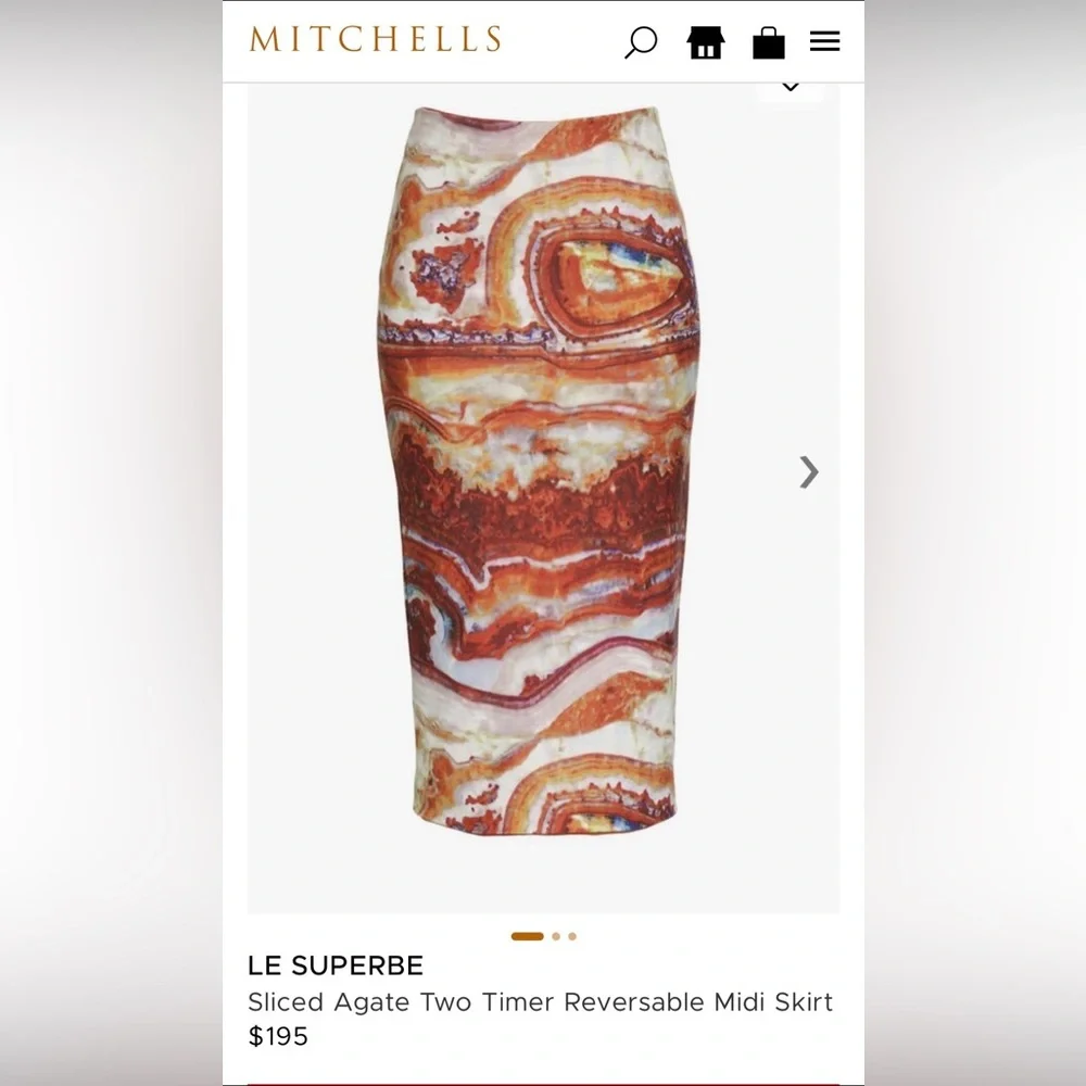 Marble-Print Pencil Skirt in Rust, Cream & Gold - Picture 3 of 7